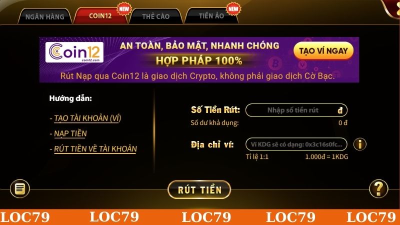 Tổng hợp các phương thức rút tiền Loc79 phổ biến